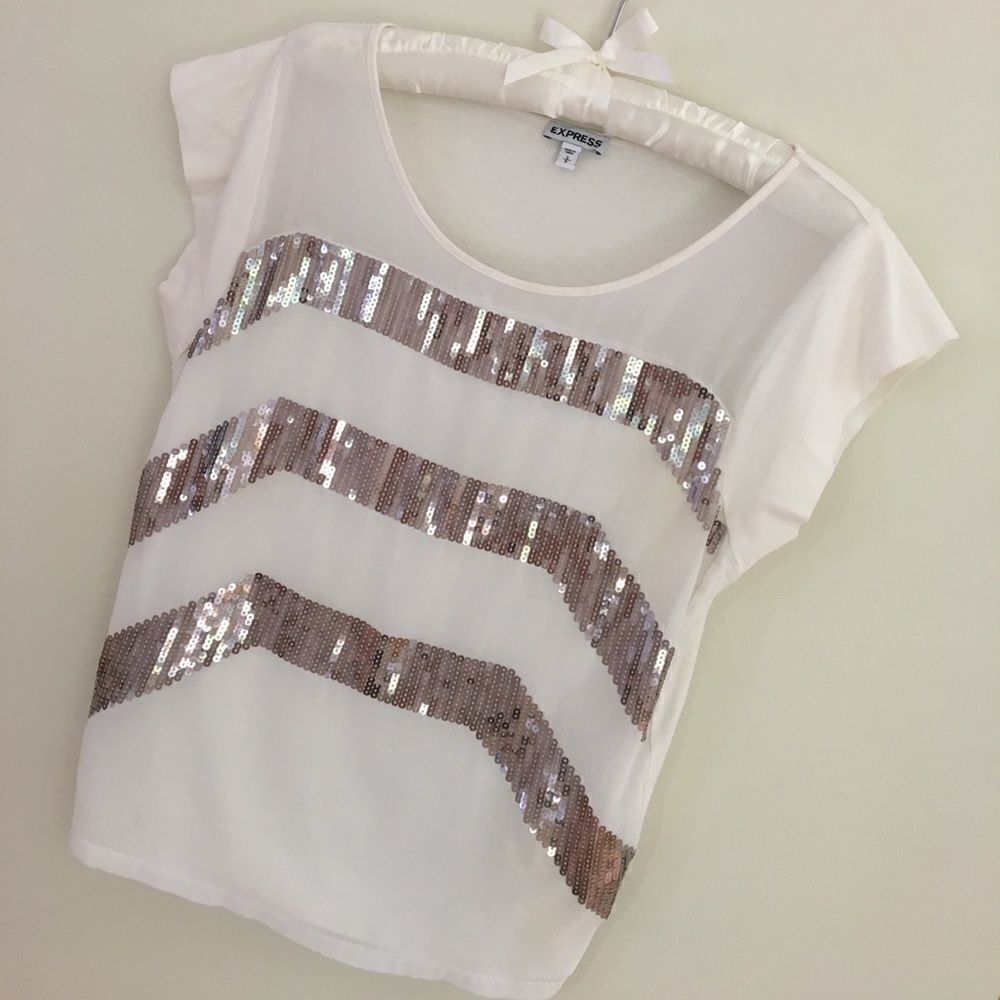 🌻Express Sequin Stripe Tee 💄💋